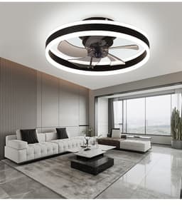 Ventilator Lamp - Smart Lamp - 6 Standen - Dimbaar - Zwart - Kroonluchter Ventilator - Chandelier Fan - Woonkamer Lamp - Ventilator Lampen — thumbnail 4