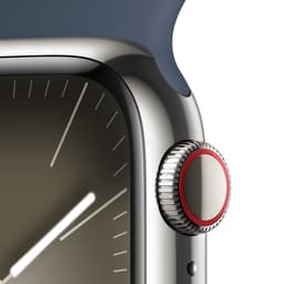 Apple Watch Series 9 - GPS + Cellular - 41mm - Silver Stainless Steel Case with Storm Blue Sport Band - S/M — thumbnail 2