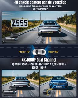 YOR® Dashcam Voor En Achter - Dashcam - Parkeermonitor - Nachtzicht - Zwart - 5cm x 10cm x 4cm; 300 g — thumbnail 5