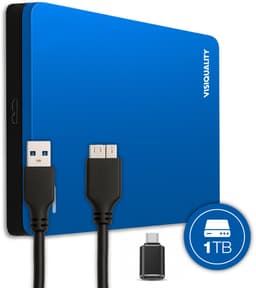 VisiQuality High-Speed Externe Harde Schijf 1 TB - Draagbare Harde Schijf USB 3.0 - Voor Windows & Mac - Geschikt voor Gameconsoles - Compact - Met handleiding - Blauw — thumbnail 1