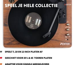 Platenspeler Bluetooth (in/uit) - Fenton RP162D - retro platenspeler met speakers (stereo) en mp3 speler - Donkerbruin — thumbnail 3
