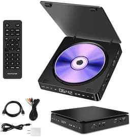 KZQ Draagbare dvd-speler - Externe dvd-/cd-speler - Tv-dvd-speler - Ondersteunt 1080p HD-videoweergave - HDMI/USB/AV-interfaceaansluiting - Touchscreen en draadloze streamingfunctie - Voor thuis, kantoor en entertainmentruimtes — thumbnail 1
