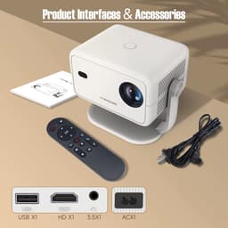 VIEMAE Beamer - Projector - Full HD - Wifi - Bluetooth - 650 ANSI - Android - 360° draaibare projectie - Ingebouwde HI-Fl - Wit — thumbnail 4