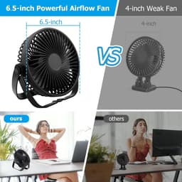 Tafelventilator, USB-ventilator, stil, klein met accu, 3-in-1, tafelventilator, mini-ventilator, 3 snelheden, 360 graden instelbaar, tafelventilator, USB-ventilator voor slaapkamer, kantoor, camping, — thumbnail 3