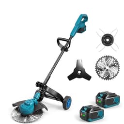 Accu Grastrimmer Borstelloze Motor 18V Compatibel met Makita Batterij - Draadloze Grasmaaier 25 cm Maaibreedte met 3 Meskoppen en Nylon Wielen - 58000 RPM - 120 cm — thumbnail 1