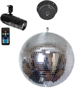 E-Lektron Spiegelbol Set - 25 cm disco bal - Inclusief motor en RGBW pinspot — thumbnail 1