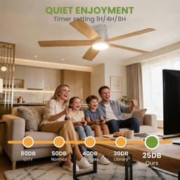 Moderne plafondventilator 52 inch met dimbare LED-verlichting – Stille omkeerbare DC-motor – 3 instelbare kleurtemperaturen – Met afstandsbediening – Energiezuinig – Laaghangende inbouwmontage – 132×132×26 cm – Wit — thumbnail 4