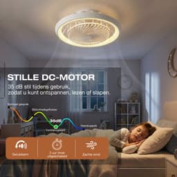 MUPOO Design plafondventilator met verlichting 49 cm- dimbare LED ventilator plafond - stille motor - app & afstandsbediening - winterstand - woonkamer slaapkamer kantoor — thumbnail 5