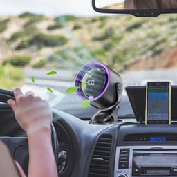 Draagbare bureauventilator, oplaadbare ventilator met LED-display, 100 snelheden, krachtige luchtcirculator (ook wandmontage mogelijk), 360° draaibare compacte tafelventilator voor thuis, autostoel, wieg en camping（Zwart） — thumbnail 3