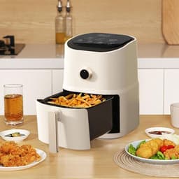 Luchtfriteuse - Friteuse - Gezond Koken - 360° Hete Lucht - 35 Liter - Beige — thumbnail 2