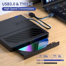 Externe DVD Brander - CD/DVD Station - Bestanden Overzetten - 4 USB Poorten - Extern - Zwart — thumbnail 3