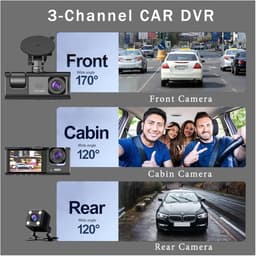 Auto DVR 3 Kanaals - Dashcam Voertuig Recorder - Verkeersveiligheid Monitoren - Drie Lens Opname - 1080P HD - Dubbele Camera — thumbnail 4