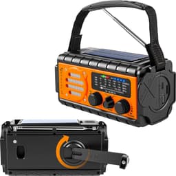 RAWVOLT® - NIEUW - Noodradio SW20K - 20000mAh Li-ion Accu - Solar Opwindbaar - Powerbank, Zaklamp, SOS Alarm & Leeslamp - 2026 model voor indoor, outdoor en in noodpakket - incl. Multi-Function Survival Armband - Tango Orange — thumbnail 3