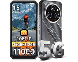 OUKITEL WP62 Rugged Smartphone 5G - 36GB RAM - 512GB ROM - 6,6 inch FHD+ 120Hz - 11000mAh 33W - 108MP Camera - Android 15 - Dual SIM - IP68/IP69K Outdoor telefoon - NFC GPS OTG - Zwart