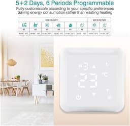 Digitale Thermostaat - Kamer Thermostaat - Verwarming Regelen - Touchscreen Bediening - 86 x 86 mm - Lichtgroen — thumbnail 5