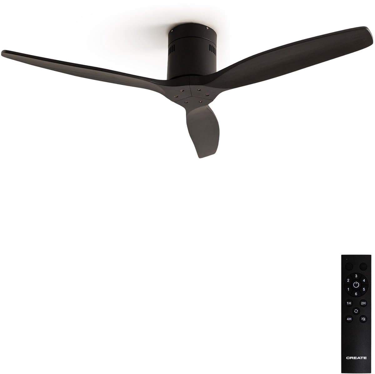 CREATE - Plafondventilator 40W silent Ø132 cm - Met Afstandsbediening - 6 Snelheden - Timer - Zomer/Winter functie - Zwart - WIND CALM — afbeelding 1