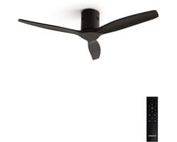 CREATE - Plafondventilator 40W silent Ø132 cm - Met Afstandsbediening - 6 Snelheden - Timer - Zomer/Winter functie - Zwart - WIND CALM