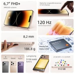 OUKITEL IP68 Smartphone – 6,7 Inch FHD+ AMOLED 120Hz Scherm – MediaTek Helio G100 – 5150mAh Accu 18W Opladen – 50MP Sony Camera – 8GB+512GB – NFC – Waterbestendig – Android 15 — thumbnail 4