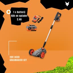 KAD® Grasmaaier Accu - Grasmaaier Elektrisch - Accu Grasmaaier – Inclusief Accu & Lader – Grijs/Oranje/Zwart - 55cm x 40cm x 20cm — thumbnail 4