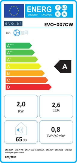 Evolar Mobiele Smart Airco - 7000 BTU - WiFi - App & Afstandsbediening - Airconditioner - met Afvoerslang - Slaapkamer, Woonkamer, Thuiskantoor - EVO-007CW — thumbnail 2