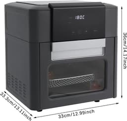 Heteluchtfriteuse - Mini oven - Gezond koken - 12 programma's - 12 liter - Grijs — thumbnail 4