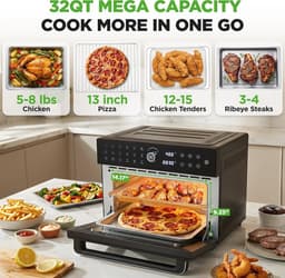 Airfryer Oven - Heteluchtfriteuse XXL - Gezond Koken - 360° Hete Lucht Systeem - 32L - Zwart — thumbnail 5