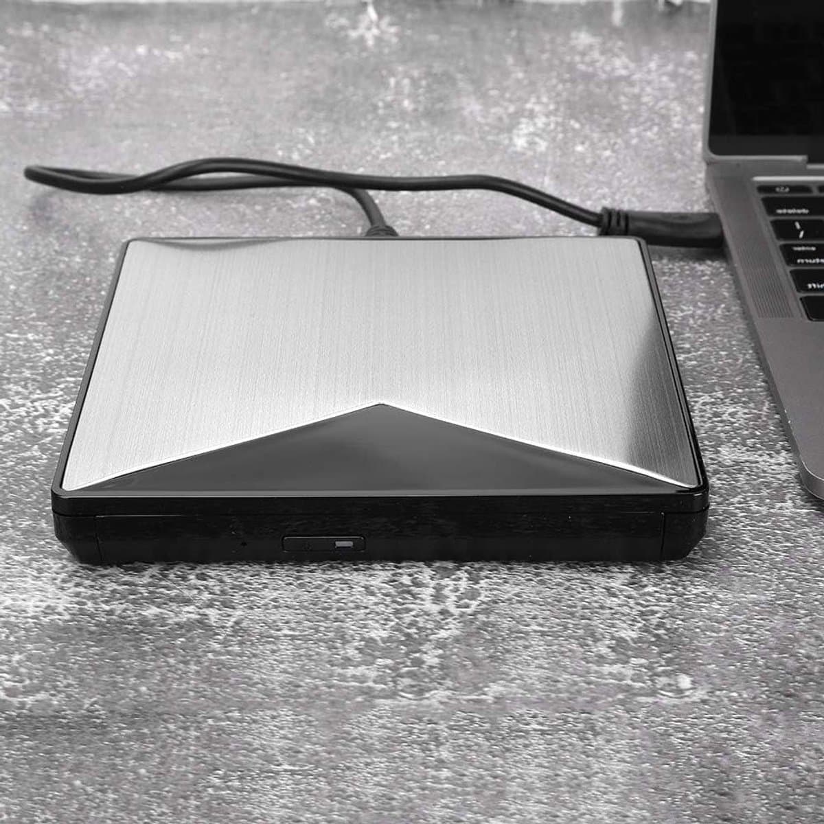 Externe CD/DVD Drive - Draagbare Optische Drive - Bestanden Lezen - Aluminium Legering - 23 x 17 x 3 cm — afbeelding 1