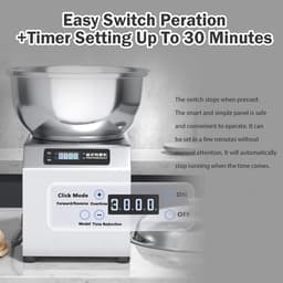 Deegmixer - Kneedmachine Spiraalmixer - Bakkerij Productie - Krachtige 2200W Motor - 5-8 kg - Zilver — thumbnail 3