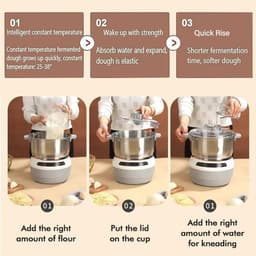 Deegmixer - Keukenmachine - Bakken - Traditionele Kneedsimulatie - 7 Liter - Zwart — thumbnail 2