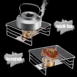 Zware RVS Grill Warmhoudrek voor Draagbare Camping Grill met Poten - Ideaal voor Buiten, Hiking en BBQ Feestjes — thumbnail 4