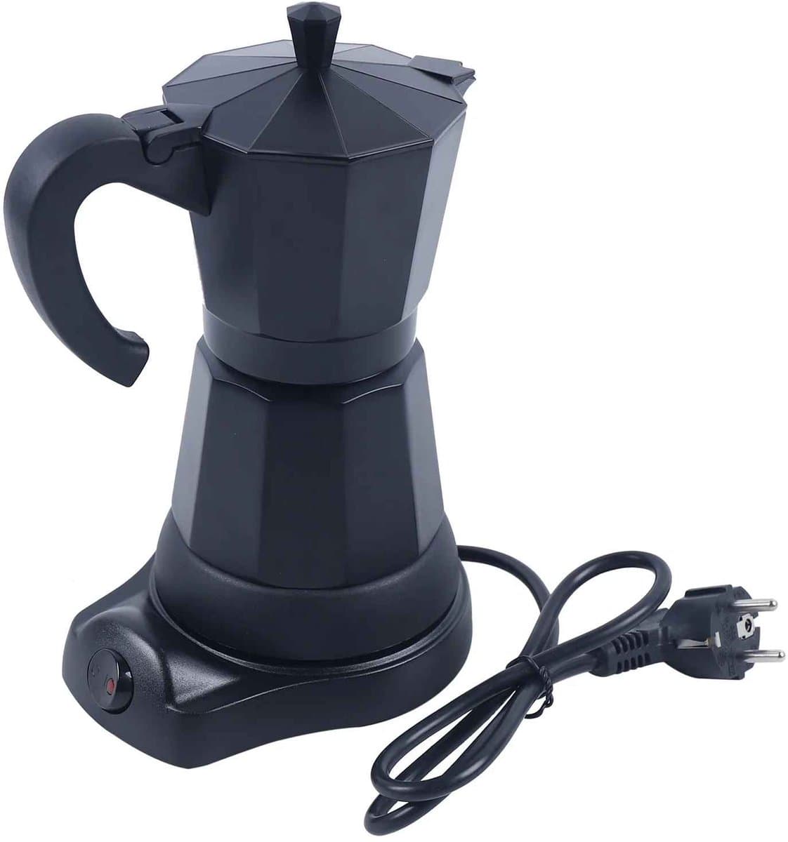 Casa Living Elektrisch Koffiezetapparaat - 300ML Capaciteit - Aluminium Moka Pot - Snel Koffiezetten - Compact Design - Zwart — afbeelding 1