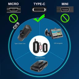 Zeynomax - Dash Cam Hardwire Kit - USB Type C - Laagspanningsbeveiliging - 13ft Oplaadkabel - 24-uurs Bewaking - Auto Dash Camera - Geschikt voor Au.. — thumbnail 2