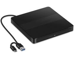 Externe DVD Brander - CD VCD Lezer - Bestanden Archiveren - USB 3.0 Type C - Slank Ontwerp - Zwart