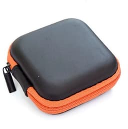 Oortjes hoesje - Opberg doosje - Kabeltasje - Etui oortjes - Oortjes opbergen - Opbergetui - Opbergdoosje - Hoes - Opbergcase - Reistasje - Hardcover - Zwart/oranje - Jonyx — thumbnail 2