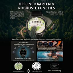 Royal Empire HD Pro GPS Smartwatch Heren - AMOLED Smartwatch met Ingebouwde GPS & Belfunctie - 100+ Sportmodi, Kompas & Zaklamp - Hartslagmeter, Slaapmonitor & SpO2 Meter - Inclusief 3 Bandjes - 1.43 Inch - Zwart — thumbnail 2