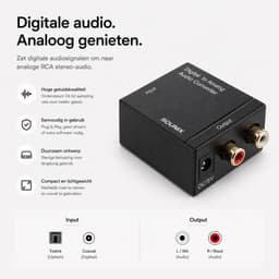 Sounix Digitaal naar Analoog audioconverter - 192 kHz Audio Adapter voor Toslink naar RCA R/L - met Optische Kabel en Voedings Kabel - zwart — thumbnail 2