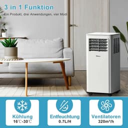 Shinco Mobiele Airco - Draagbare Airco - Portable Airco - Verrijdbare Airco - 7000 BTU - Koeling Ventileren Ontvochtigen tot 54m3 — thumbnail 5