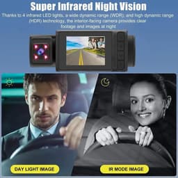 Vlemico - Dashcam - 3-kanaals Dashcamera voor Auto's - 1080P Full HD Nachtzicht - G-sensor en Parkeermodus - Veiligheid en Bewaking - Geschikt voor... — thumbnail 4