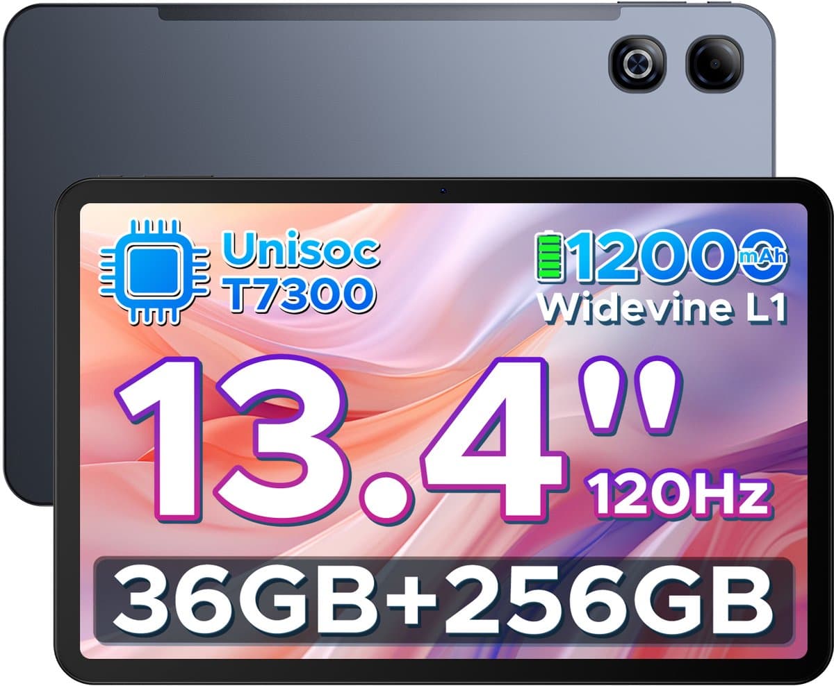 DOOGEE U13 Pro - Tablet - 36GB RAM (6+30GB) + 256GB ROM (2TB/TF) - 11000mAh/18W - 13,4 Inch FHD+ 120Hz IPS - Android 16 - T7300 - Dubbele luidsprekers - Wi-Fi 5 - Face ID - Bluetooth 5.4 — afbeelding 1