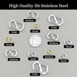 Set van 12 zilverkleurige kettingsluitingen van roestvrij staal met mini-karabijnhaken, ideaal voor het eenvoudig bevestigen van armbanden en sieraden — thumbnail 2