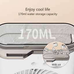 Aircooler - Ventilator - Draagbare vernevelingsventilator met verkoelende waternevel – Voorzien van 5 instelbare windsnelheden en nachtverlichting; de perfecte mini ventilator voor op kantoor, in de auto, thuis en daarbuiten (Zwart) — thumbnail 3