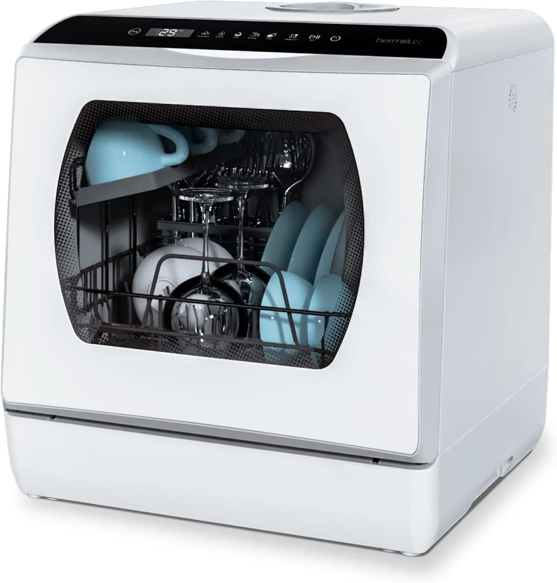Mini Vaatwasser 43 cm - Tafelvaatwasser met en Zonder Wateraansluiting - Compacte Vaatwasser voor 4 Couverts, Camping, Keuken en Appartement — afbeelding 1