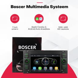 Boscer Draadloos Apple CarPlay & Android Auto Autoradio - 7 Inch Scherm - Geschikt voor Ford Fiesta, Focus, Mondeo, Transit, Kuga, C-Max, S-Max, Galaxy & Connect - Bluetooth - Achteruitrijcamera & Microfoon — thumbnail 2