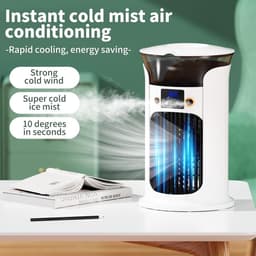 Mobiele airco Luchtkoeler - Luchtkoelerventilator - Verdampingskoeler-aircooler-luchtkoeler- Stille werking oscillatie - 3 snelheidsstanden - Watertank van 880 ml - Koelventilator voor slaapkamers, kantoren en woningen - 15,3 x 20,5 cm - Wit — thumbnail 2