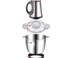 Elektrische hakmolen - Keukenmachine mini - Snel ingrediënten snijden - Roestvrij staal design - 1.3 kg - Zilver