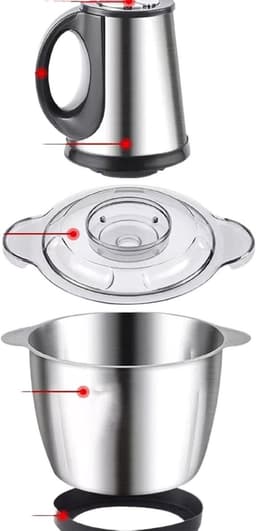 Elektrische hakmolen - Keukenmachine mini - Snel ingrediënten snijden - Roestvrij staal design - 1.3 kg - Zilver — thumbnail 1