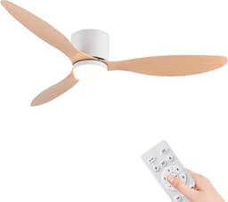 Damenzo - Ventilator - Ventilatoren - Ventilator plafond - Plafondventilator - Plafond ventilator met verlichting - 132 cm - Hout — thumbnail 1