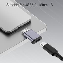 Adapter USB C Micro-B - Externe Schijf Converter - Data Overzetten - Supersnelle Overdracht - 10 Gbit/s - Zwart — thumbnail 2