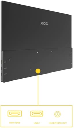 AOC 15" 16T20E2, FHD, 60Hz, IPS, HDMI, mHDMI, USB-C DP Alt — thumbnail 2