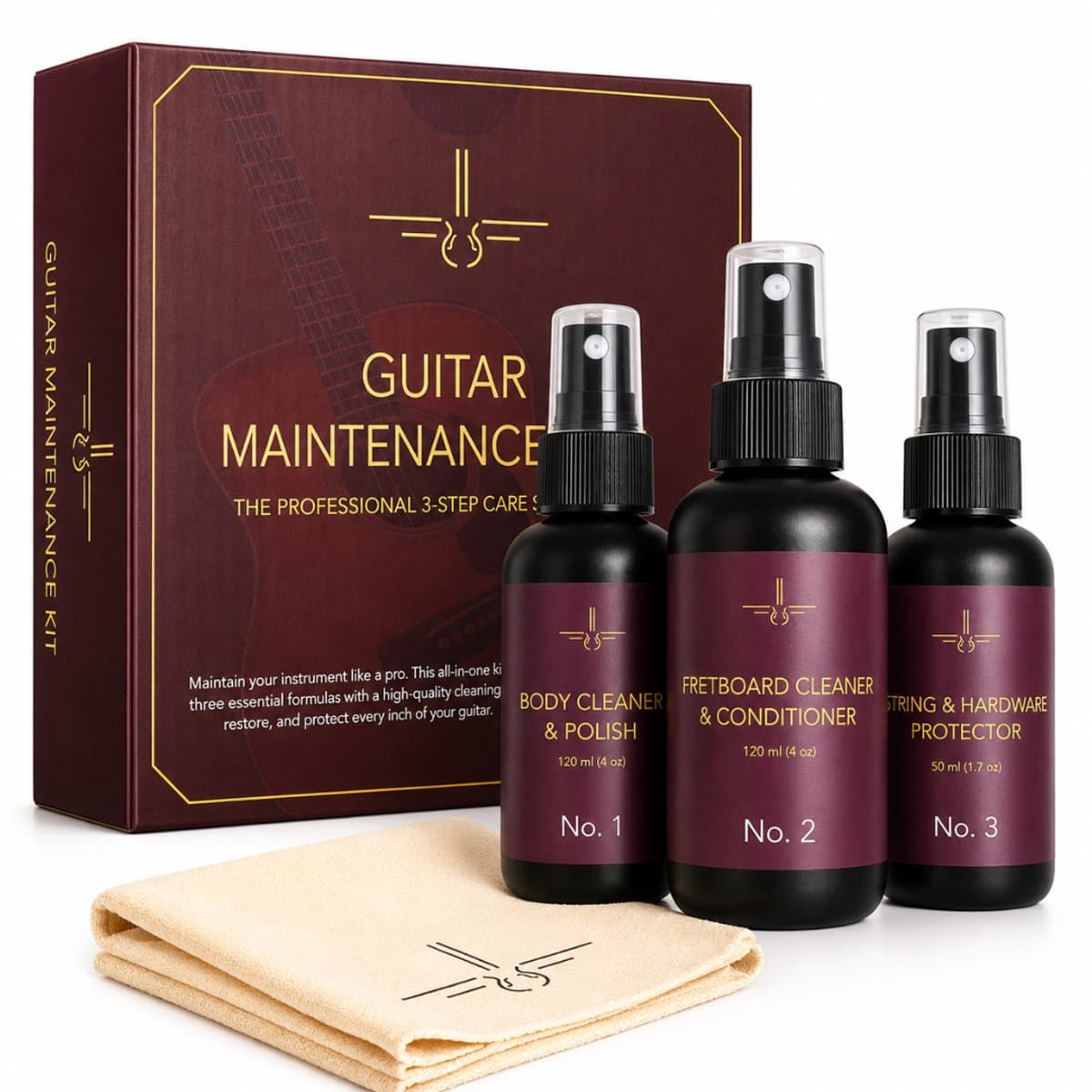 Gitaar onderhoudsset - Gitaar onderhoud - 4-Delig - Gitaar tools — afbeelding 1